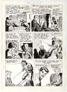 Lee Elias Black Cat #5 Story Page 6 Original Art (Harvey, 1947). Black Cat is blackmailed into stealing "The Eye - | Heritage