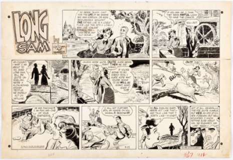  - Bob Lubbers Long Sam Sunday Comic Strip Original Art dated 9-11-55 (United Feature Syndicate, 1955)....