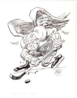 Jack Davis Detroit Red Wings Hockey Illustration Original Art (Hot Shots, c. 1990s).... | Heritage