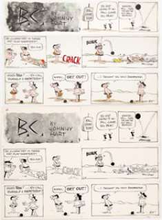 Johnny Hart B.C. Sunday Comic Strip Original Art and Hand-Tinted Color Guide dated 5-14-72 Group of 2 (Field Enter... (Total: 2 Original Art) | Heritage