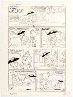 Harvey Artist Playful Little Audrey Complete 1-Page Gag Original Art Group (Harvey Comics, 1961).... | Heritage