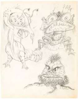 Wally Wood - Creature Sketches Original Art (c. 1970s). Three odd creature creations by the Hall of Fame comic - | Heritage