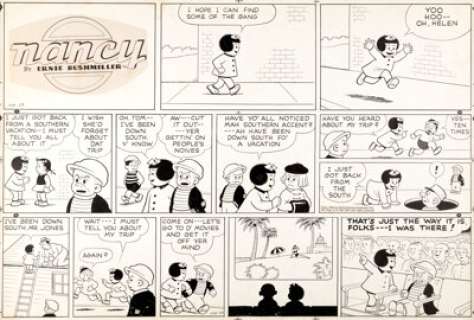Ernie Bushmiller Nancy Sunday Comic Strip Original Art dated 2-23-47 (United Feature Syndicate, 1947). Bronx - | Heritage