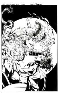Mark Bagley Andrew Hennessy - all new x-men #16 cover - goblin queen!