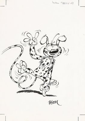Batem | Lot 469 - Le Marsupilami, illustration à l’encre de Chine… | AZ auction