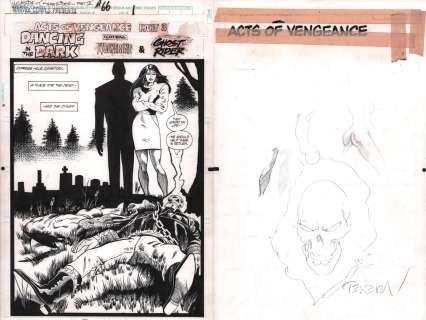 Harry Candelario, Mark Texeira - Marvel Comics Presents #66 P.1 - Ghost Rider & Wolverine Laid Out - Sketch on Back - Signed - 1990