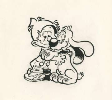 Boule et Bill Encre de Chine sur papier. 8x8,5 cm. | Tessier Sarrou