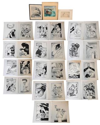 Lot 267 - 115 Dick Hodgins Jr. (American, 1931–2016) Original Editorial Cartoon Group, Group of original pen and ink editorial… | misc / divers