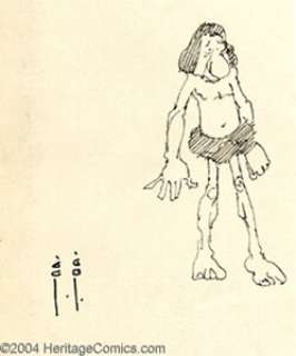 Frank Frazetta - Original Art Sketch, Whimsical Standing Caveman (undated). A witty caveman figure study, drawn - | Heritage