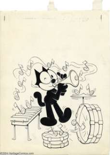 Joe Oriolo - Felix Cover Original Art (Harvey, circa 1960s). Felix toots out such peppy notes on his horn, they - | Heritage