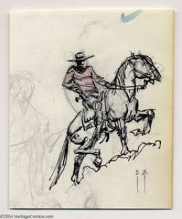 Frank Frazetta - "Gaucho" Sketch Original Art (undated). The figure of the cowboy seated on the horse - | Heritage