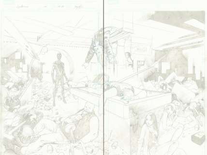 Oscar Bazaldua - spider-man #16 pgs. 18 & 19 - miles morales spidey with beat up thugs in bar dps - 2017 signed