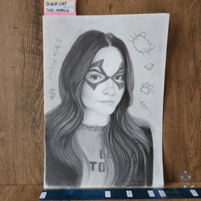 4-03-27 1807. original 11x17 drawn 1/1 art sketch by jose marcio of black cat | eBay US (Buy It Now)