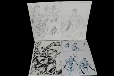 Original comic art drawing Batman 4 Page lot | misc / divers
