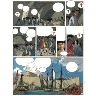 Patrice Pellerin | (NÉ EN 1955) L’épervier Tome 3, Tempête sur Brest Planche n°35 Mise en couleur 21 x 29 cm. | HVMC