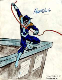 Dave Devries - Nightwing Full Body Hand-Colored Pinup (1987)