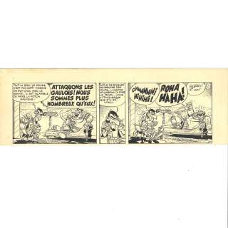 Uderzo (1927-2020). | Astérix et le combat des chefs. Strip original de la planche n° 25A. Encre de chine et crayon. Dimensions :... | HVMC