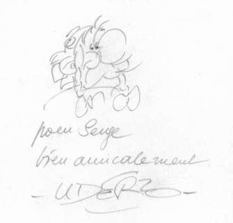 Lot #288 | Uderzo. Dessin original dédicacé Astérix et Obélix | BDEnchères