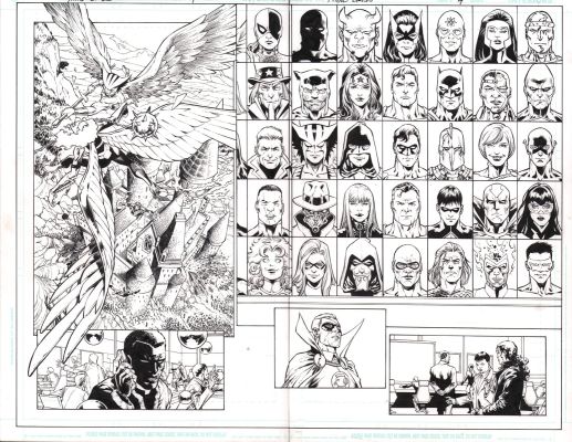 Carlos Pacheco, Jesus Merino - Final Crisis #4 Pgs.12&13 Dps - Cast of Dc Characters Roll Call - Signed - 2008