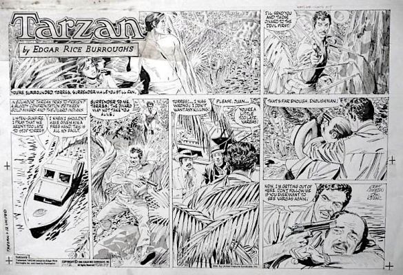 Gray Morrow | Morrow, Gray - Tarzan , Edgar Rice Burroughs Sunday 1/12/1986 Trazan Vs Jungle Hunter | Cool Lines Art