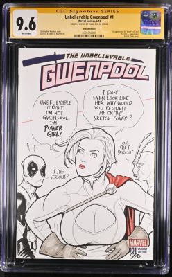 Power Girl on Unbelievable Gwenpool #1 Sketch Cover CGC 9.6