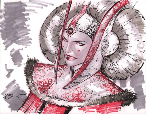 Ryan Benjamin | Princess Padme Mixed Media Art - Signed - Need Info | Anthony’s Comic Book Art