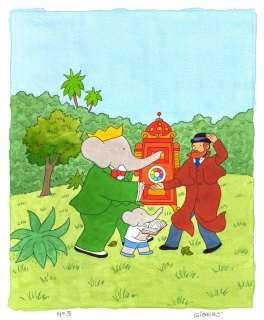 GIBERT Jean-Claude - Couverture originale de cassette vidéo 3 des aventures BABAR