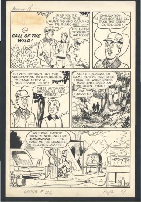 Harry Lucey | Lucey 1 Page 1960 Archie Gag - Archie + Mr Lodge "Rough It" in the Woods Issue Archie # 116 Page 9 | Koch Comic Art