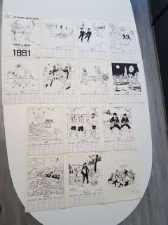 Rodier, Yves -  14x dessins originaux - Projet de calendrier Tintin - (1991) | Catawiki