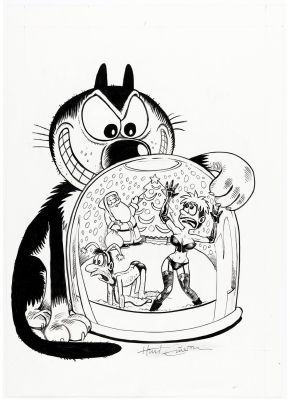 Emerson, Hunt - Firkin Christmas Card Illustration, "Firkin Christmas Card" Illo, Netherlands Satire Series - R-Rated Christmas 1990S | Cool Lines Art