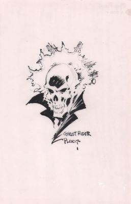 Mike Ploog | Ghost Rider Head Sketch - Signed | Anthony’s Comic Book Art