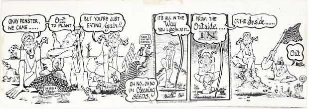 Pugh, Wendel - Fenster Sitzen Daily, Underground Comic Strip, Sub-Strip Has Mr Peanut Baseball - Krupp Comics 1971 @ Oax 2026 | Cool Lines Art