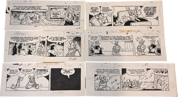 Lot 81 - 10 Chris Browne, Hagar the Horrible Daily Comic Strip Original Art Ink on paper, ten original multi-panel daily comic… | misc / divers