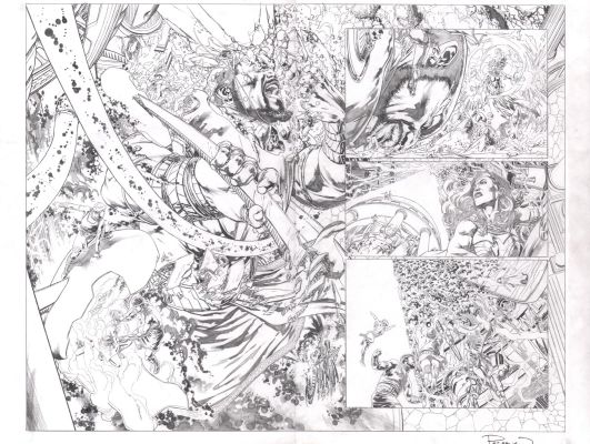 Fernando Pasarin | Justice League #17 Pgs.16&17 Dps - High Detail - Signed - 2017 | Anthony’s Comic Book Art