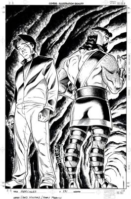 David Williams, Gary Martin | Incredible Hercules #131 Cover (Hercules & Amadeus Cho in a Cave with Really Nice Inks & Charcoal Backgrounds!) 2009 | Romitaman