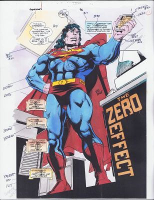 Dan Jurgens, Glenn Whitmore, Mike Manley | Superman #95 Color Guide Art - the Zero Effect Title Page - 1994 | Anthony’s Comic Book Art