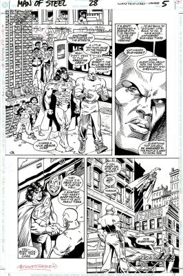 Chuck Wojtkiewicz, Dennis Janke | Superman: the Man of Steel #28 P 5 (Superman & John Henry Irons ’Steel’ in Every Panel!) 1993 | Romitaman