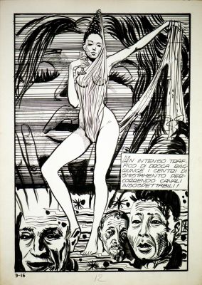 MANARA MILO (n. 1945) - Page from Genius No. 9 ‘Ad Honk Kong, it’s easy to die’ | Capitolium Art