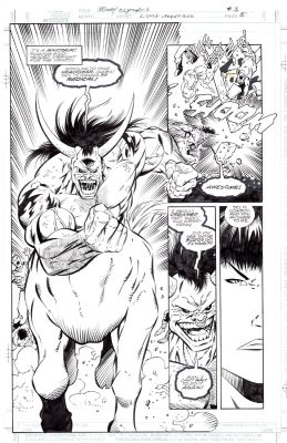 Ron Lim | Lim, Ron - Xena Warrior Princess : Olympics #3 Splashy Pg 5 Xena Challenged By Bull / Centaur ? - Topps Tv | Cool Lines Art