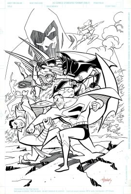 Bret Blevins - Wizard Magazine #65 Published Pinup (Superman Vs Captain Marvel,Â Spectre, Wonder Woman Vs Batman, Power Girl!) 1997