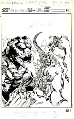 Carmine Infantino, Steve Mitchell | Godzilla Cover Or Pin-Up - 1979, (Marvel Copyright Stamp of 1982 on Back!) | Romitaman