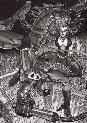 Simon Bisley – Daredevil Black Widow – 16.5 by 12 inches | Berserker Art