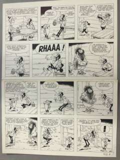 Remacle, Marcel - Planche originale (p.6A + P.6B) - Le Vieux Nick et Barbe Noire - Barbe Noire Recrute - (1975) | Catawiki