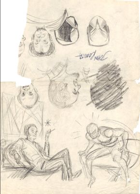 John Romita Sr. | Spider-Man with Psychiatrist 1960S Pinup with Very Early Prowler Style Guide Drawings!) | Romitaman