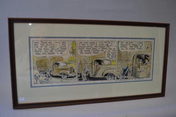 Unique and important framed original artwork for “Bluey and Curley comic strip by Alexander George Gurney, signed at… | misc / divers