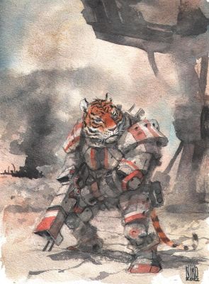 Henrichon Niko | Peinture originale à l’aquarelle de recherche | Galerie Napoléon