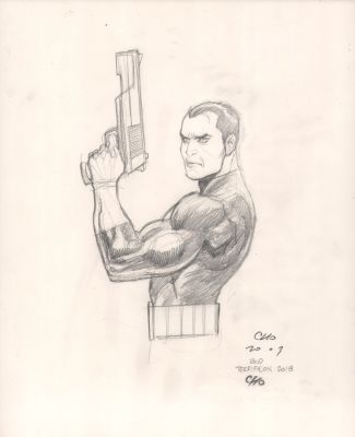 Frank Cho | Punisher Pencil Commission - Signed - 2018 | Anthony’s Comic Book Art