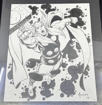 Joe Jusko | Thor Flying with Mjolnir Commission - Signed - 2019 | Anthony’s Comic Book Art