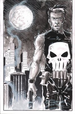 Shawn Daley | Punisher Ink & Wash Splash Art - Signed - 2015 | Anthony’s Comic Book Art