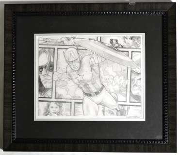 Captain America Beyond The Borders Framed Original Art by Randy Martinez